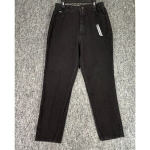 Lee Jeans Women 16 M Black Vintage Stretch Mom High Waist Straight Y2K Dark Wash